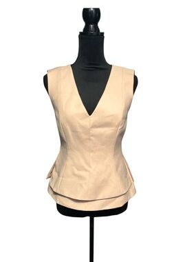 BCBGMaxAzria V-Neck Layered Peplum Camisole - Beige